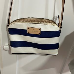 White and Blue Striped Kate Spade Bag